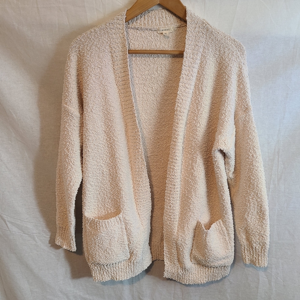 Debut Cream Cozy Open Front Cardigan